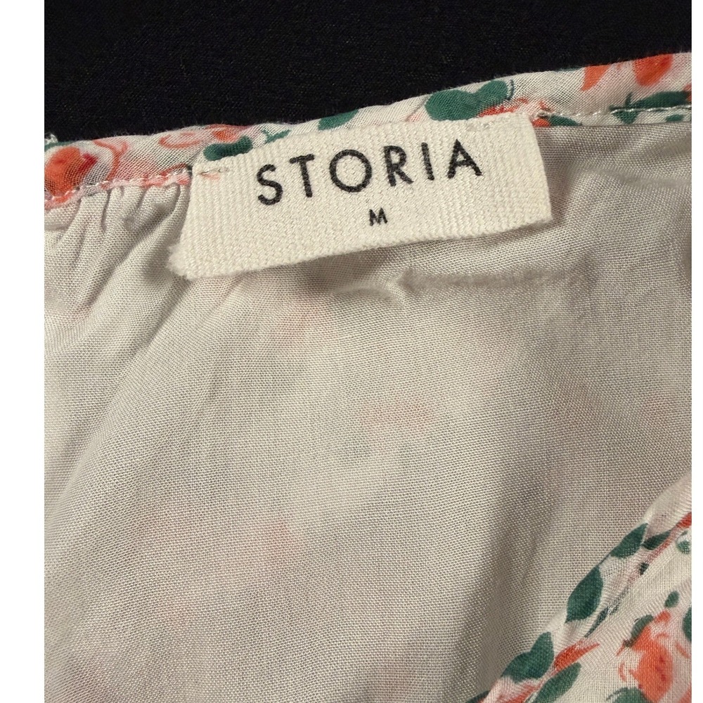 Storia Floral Smocked Tiered Ruffle Mini Dress White Coral Boho Summer Wedding M - Picture 5 of 7